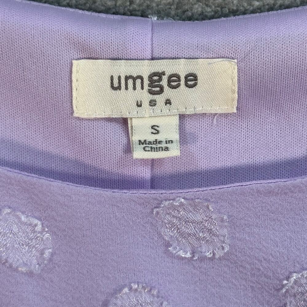 Umgee Lavender Puff Sleeve Blouse Women's Small Polka Dot Lined - Picture 2 of 7